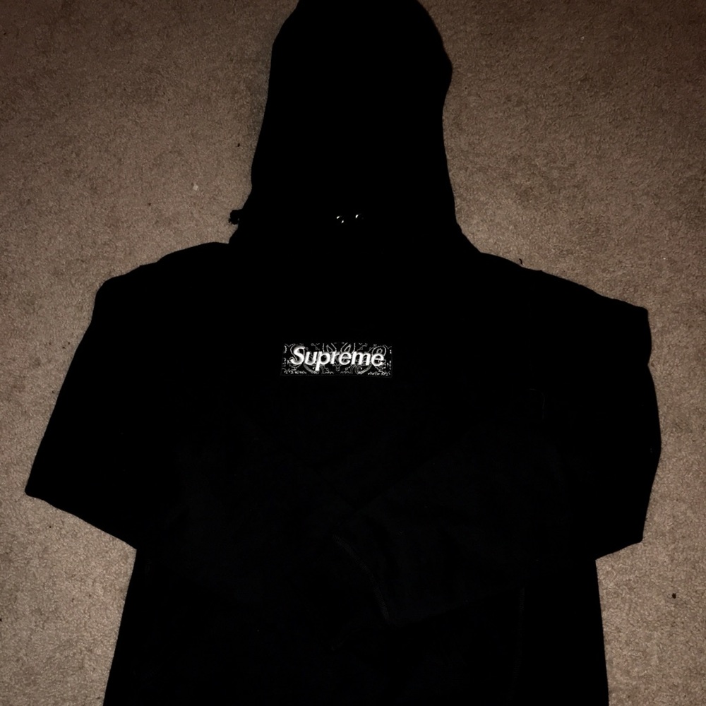 Supreme Black Bandana Box Logo Hoodie